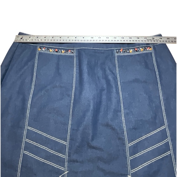 LANA SPORT Cotton Blend Chambray A-Line Skirt Beaded and Embroidered Back Zip 18 - Picture 6 of 10